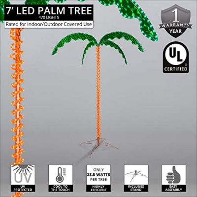 Product: LED Deluxe Rope Light Palm Tree - Green - 7' Deluxe LED Lighted Palm Tree