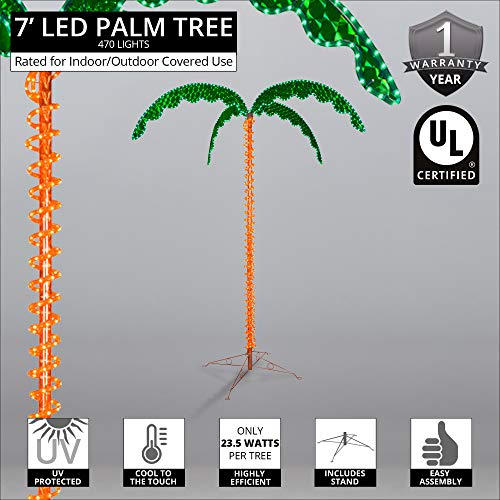 Product: LED Deluxe Rope Light Palm Tree - Green - 7' Deluxe LED Lighted Palm Tree