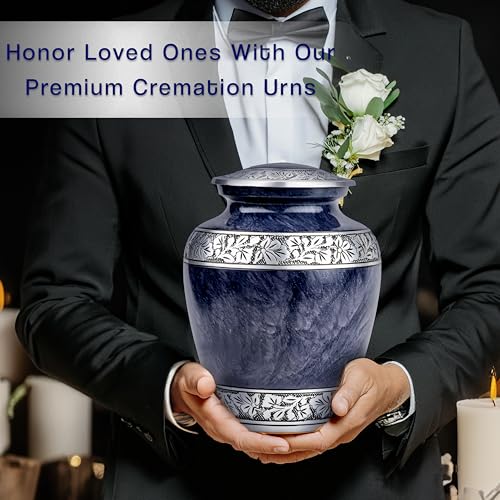 Product: INTAJ Cloud Purple Aluminum Cremation Urn for Human Ashes - Adult 200 lbs Capacity, Threaded Lid Metal Funeral Urn - Decorative Memorial Urns for Burial or Niche, Secure & Lightweight Casket Jar