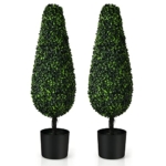 Product: Goplus 3ft Artificial Boxwood Topiary Trees - 2 Pack Faux Greenery for Indoor & Outdoor Decor