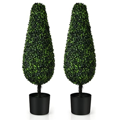 Product: Goplus 3ft Artificial Boxwood Topiary Trees - 2 Pack Faux Greenery for Indoor & Outdoor Decor
