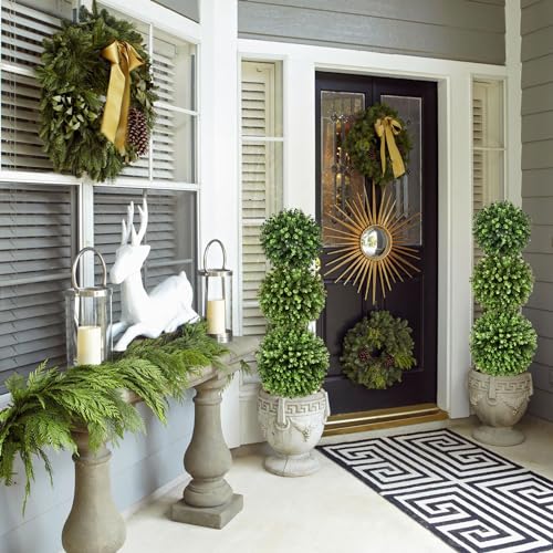 Product: Fomlily 2 Pack Artificial Boxwood Topiary Trees, 3ft Topiary Ball Trees with Planter for Front Door Porch Decor, Indoor/Outdoor Use