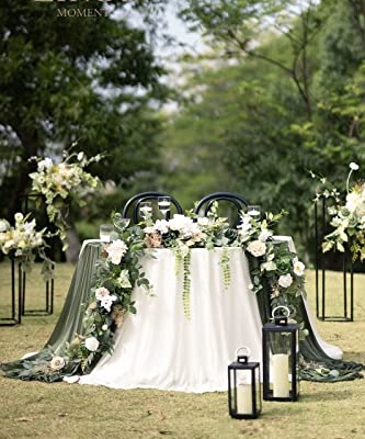 Product: Ling's Moment 9FT Flower Garland for Backdrop Decoration - Wedding Arch Flowers, Eucalyptus & Rose, Artificial Floral Garland for Mantle - Sweetheart Table Decor for Ceremony, Christmas, Emerald Tawny