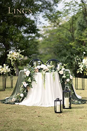 Product: Ling's Moment 9FT Flower Garland for Backdrop Decoration - Wedding Arch Flowers, Eucalyptus & Rose, Artificial Floral Garland for Mantle - Sweetheart Table Decor for Ceremony, Christmas, Emerald Tawny