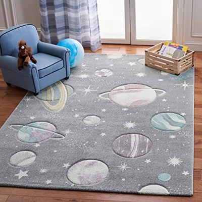Product: SAFAVIEH Carousel Kids Collection Area Rug - 5'3" x 7'6", Grey & Lavender, Non-Shedding & Easy Care, Ideal for High Traffic Areas for Boys & Girls in Playroom, Nursery, Bedroom (CRK103F)