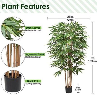 Product: Artificial Bamboo Silk Tree, 6 Ft Tall Fake Bamboo Plants 72in Faux Bamboo Tree Large Floor Potted Plants for Living Room, Garden, Office Indoor/Outdoor Decor