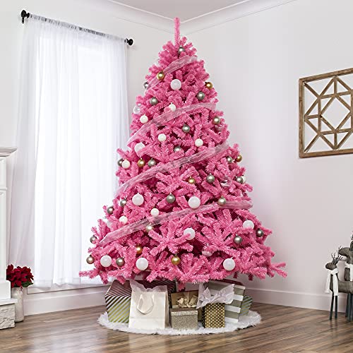 Silky Flower Store Pink Artificial Christmas Tree, Full Fir with 947 Branch Tips, Foldable Stand, 6ft 2 2 Product: Best Choice Products 6ft Pink Christmas Tree Artificial Full Fir Tree Seasonal Holiday Decoration w/ 947 Branch Tips, Foldable Stand