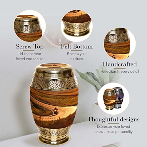 Silky Flower Store Highway to Heaven Cremation Urn for Ashes, Adult Male Personalized Human Ashes, Biker Sunset Memorial Urn, 20.5cm 2 2 Product: Highway to Heaven Cremation Urn for Ashes Adult Male - Beautifully Handcrafted & Personalized Cremation Urns for Human Ashes Adult Man