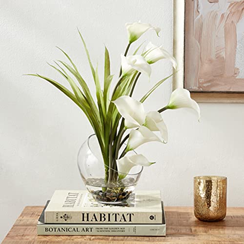 Product: Nearly Natural 15.5in. Calla Lily and Grass Artificial Arrangement in Vase, Cream