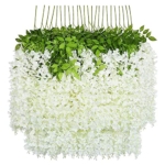 Product: UNIQU 24 Pack 3.6 Feet/Piece White Artificial Flowers Fake Wisteria Garland Hanging Wisteria Silk Flowers for Home Garden Weddings Party Decor