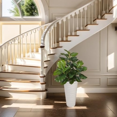 Silky Flower Store Artificial Fiddle Leaf Fig Tree, Faux Ficus Lyrata, 3 Feet, 49 Leaves, Nursery Pot, 91.4cm 11 11 Product: Artificial Fiddle Leaf Fig Tree Fake Potted Ficus Lyrata for Home Decor Office Decoration 3 feet Large Faux Plant with 49 Leaves Nursery Pot