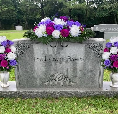Product: XONOR Artificial Headstone Flower Saddles for Graves, Cemetery Memorial Flowers for Outdoor Tombstone Decorations, Artificial Peony Rose Flowers Saddle (Purple&White, 1 Saddle 2 Bouquets)