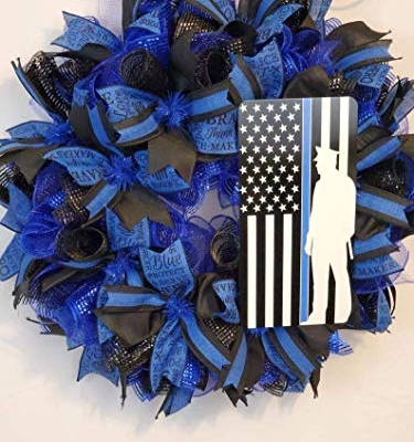 Silky Flower Store Police Support Wreath, Law Enforcement Tribute Wreath, Police Appreciation Decor, 40cm 7 7 Product: Police Support Wreath,Law enforcement wreath