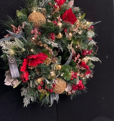 Silky Flower Store Artificial Amaryllis Christmas Wreath Red, Luxury DIY Holiday Door Wreath, Home Party Decor, 24in 13 13 Product: shibaoli DIY Artificial Flower, Luxury Amaryllis Christmas Wreath, Red Artificial Wreath for Party Tables Home Decorations Table Setting