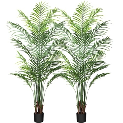 Product: Artificial Areca Palm Plant 6Ft Fake Tropical Palm Tree, Perfect Faux Dypsis Lutescens Plants in Pot for Indoor Outdoor House Home Office Garden Modern Decoration Housewarming Gift,2Pcs