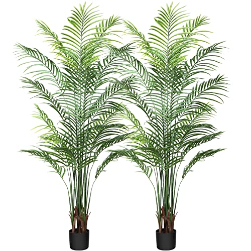 Product: Artificial Areca Palm Plant 6Ft Fake Tropical Palm Tree, Perfect Faux Dypsis Lutescens Plants in Pot for Indoor Outdoor House Home Office Garden Modern Decoration Housewarming Gift,2Pcs