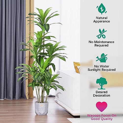 Product: Waoops Artificial Plants 6Ft Dracaena Fragrans Faux Trees with 8 Heads Fake Tree for Home Decor Indoor or Outdoor Office Decoration Housewarming Gift