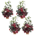 Product: Ling's Moment 17.5" Tall Standing Artificial Flowers Arrangements 4pcs Fall Wedding Aisle Runner Chair Decorations Bordeaux Red Centerpieces for Ceremony Reception Rose Floral Party Outdoor