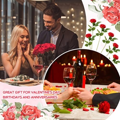Silky Flower Store Artificial Roses, Long Stem Silk Flowers, Red, 100 Pieces, Faux Crimson Rose Bouquet, 20in 14 14 Product: Jexine 100 Pieces Artificial Roses Flowers Bulk, Long Stem Realistic Fake Silk Roses Bouquet for Table Centerpiece Vases Wedding Party Home Kitchen Decor (Red)