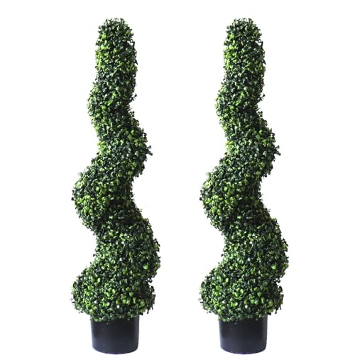 Product: 3ft Artificial Spiral Boxwood Topiary Trees Faux Plants Outdoor Front Porch Decor (2 Pack Lush)