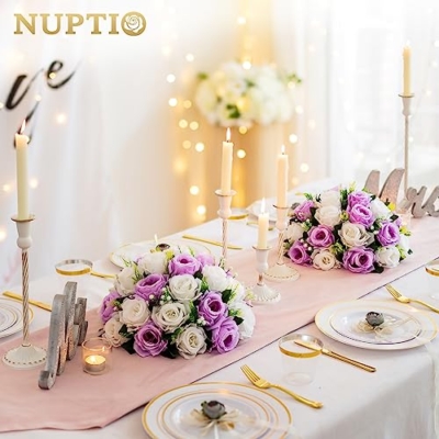 Silky Flower Store Artificial Lilac Flower Centerpieces, NUPTIO Elegant Faux Floral Decor, Set of 10, 13.8in Diameter 10 10 Product: Stunning NUPTIO Large Lilac Artificial Flower Centerpieces - 10 Pcs, 13.8in Diameter for Elegant Decor