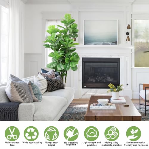 Product: ROOMTEC 6ft Artificial Fiddle Leaf Fig Tree in Pot Faux Fiddle Leaf Fig Tree Large Artificial Tree for Indoor Outdoor House Living Room Office Modern Decoration