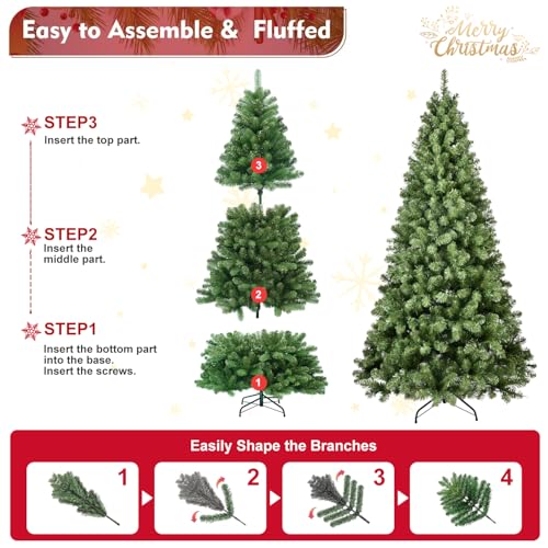 Silky Flower Store 8FT Prelit Christmas Tree, 500 Warm White Lights, 1460 Branch Tips, Hinged Memory Wire, Metal Base, 8FT 6 6 Product: 8FT Prelit Christmas Tree - Premium Artificial Xmas Tree with 500 Lights & 1460 Branch Tips for Holiday Home Decoration