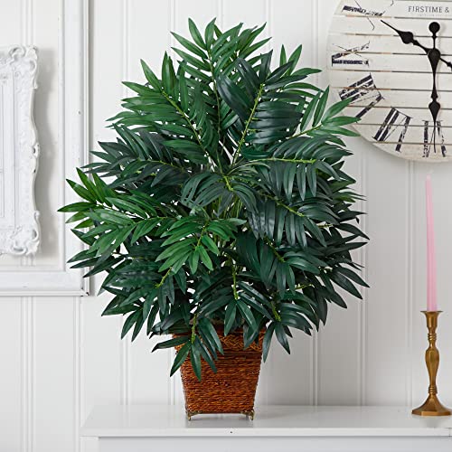 Product: Nearly Natural Bamboo Palm with Wicker Basket Silk Plant