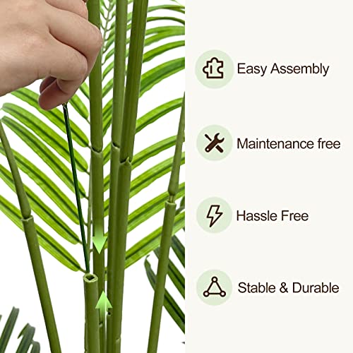 Product: Keeplush 5ft Artificial Palm Tree Indoor Plant Tall Fake Tropical Paradise Palm Tree in Pot with Real Bark Design Faux Areca Palm Tree for Home Office Living Room Bedroom Farmhouse Modern Decor 2pcs