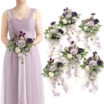 Product: Ling's Moment Artificial Flowers Purple Bridesmaid Bouquet Set of 6, Lavender Wedding Flowers Bouquets for Bridesmaids, 7 Inch Bridal Bouquets for Bridesmaids, Wedding, Ceremony, Anniversary, etc