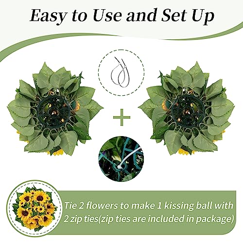 Product: BLOSMON Sunflowers Artificial Flowers Centerpieces - 6 Pcs Fake Yellow Sunflower Flowers Ball Center Piece Decoration for Wedding Table Silk Kissing Floral Arrangements for Home Party Event DIY Decor
