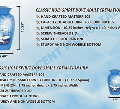 Product: THE ASCENT MEMORIAL Blue Urn for Human Ashes Adult Male Female | Large Cremation Urn | Handcrafted Funeral Small Keepsake Vial | 2 Velvet Carry Bags for Urns & Keepsakes