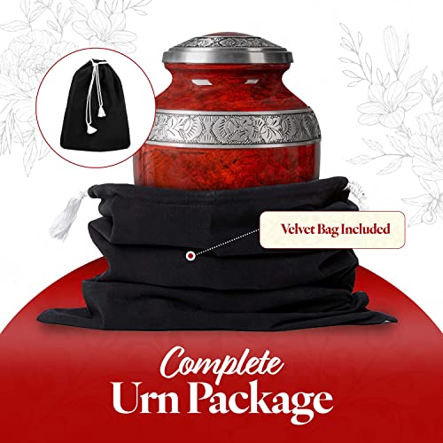 Product: GSM Brands Cremation Urn for Adult Human Ashes - Large Handcrafted Funeral Memorial, Red Color (Aluminum - 9.6 x 6.8)
