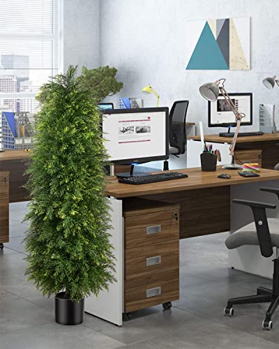 Product: YEMMEN 2 Pack 5ft Artificial Cedar Topiary Trees, Outdoor Artificial Plants for Front Porch Décor, Artificial Shrubs Fake Plants Uv Rated Potted Plants for Outdoor, Indoor, Front Door, Office.
