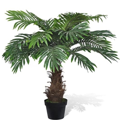 Product: vidaXL Artificial Cycas Palm Tree with Pot - Lifelike Green Foliage, Bamboo Trunk, Low Maintenance Houseplant, 31" Height, Compact Space-Saving Design
