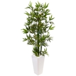 Product: Nearly Natural 4.5ft. Bamboo Artificial Tree in White Tower Planter