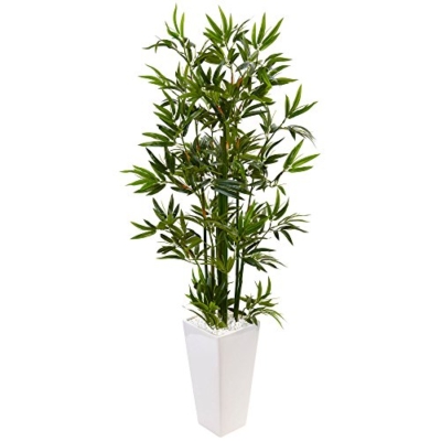 Product: Nearly Natural 4.5ft. Bamboo Artificial Tree in White Tower Planter