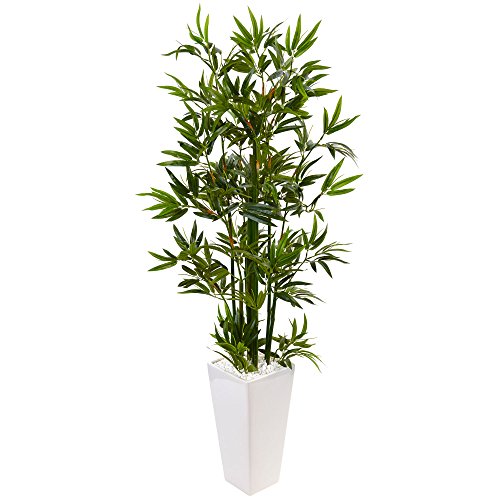 Product: Nearly Natural 4.5ft. Bamboo Artificial Tree in White Tower Planter