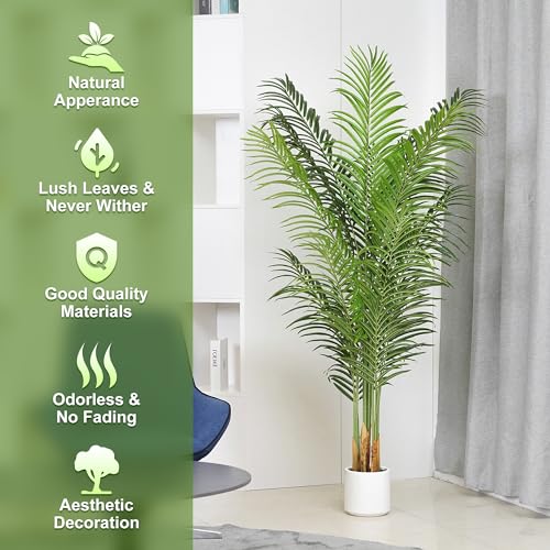 Product: ProDeco Artificial Palm Tree 6Ft Faux Silk Green Realistic Decorative Tall Fake Potted Plants Artificial for Bedroom Living Room Office Home Decor Indoor Outdoor