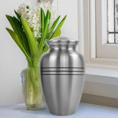 Product: Trupoint Memorials Cremation Urns for Human Ashes, Pewter Decorative Burial Urn for Adult Men & Women, Large Silver