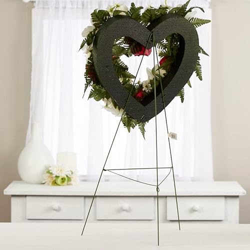Silky Flower Store Premade Red Cream Silk Flower Heart Cemetery Wreath, Metal Easel Memorial Grave Arrangement, 32.5cm 3 3 Product: Premade Red and Cream Silk Flowers Heart Cemetery Wreath with Metal Easel for Graveside Memorial Day Decoration or Funeral Floral Spray for Mother, Father, Mom, Dad, Sister, Brother or Loved One