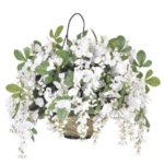 Product: House of Silk Flowers Artificial White Wisteria Hanging Basket