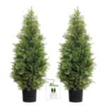 Product: Aveyas 3ft Artificial Cedar Topiary Trees for Outdoor Front Porch Door, 3 Feet Faux Potted Plants Evergreen Fake Pine Cypress Tree for Outside Home Decor (3 ft Tall) - Set of 2 Pack