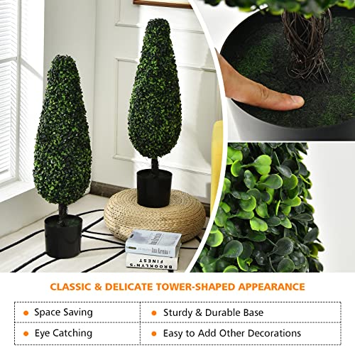 Product: Goplus 3ft Artificial Boxwood Topiary Trees - 2 Pack Faux Greenery for Indoor & Outdoor Decor