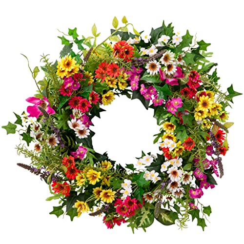Balsam Hill 28in Meadow Outdoor Floral Artificial Wreath - Artificial Flower Arrangements Product: Balsam Hill 28in Meadow Outdoor Floral Artificial Wreath