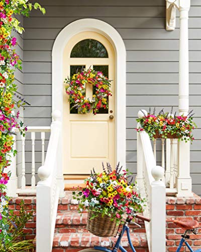 Silky Flower Store Artificial Floral Outdoor Wreath, Balsam Hill Meadow Lavender Chrysanthemums Wildflowers, 28in 5 5 Product: Balsam Hill 28in Meadow Outdoor Floral Artificial Wreath