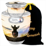 Product: Biker Cremation Urns for Adult Ashes Male Female - Handcrafted Funeral Decorative Urns for Ashes Adult Male with Velvet Bag (Escapade Rider Free Personalized Medallion)