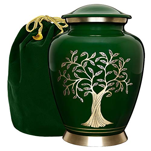 Product: Trupoint Memorials Cremation Urns for Human Ashes, Tree of Life Decorative Burial Urn for Adult Men and Women, Large Dark Green