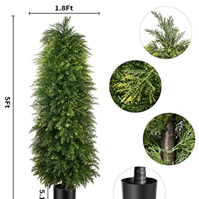 Product: YEMMEN 2 Pack 5ft Artificial Cedar Topiary Trees, Outdoor Artificial Plants for Front Porch Décor, Artificial Shrubs Fake Plants Uv Rated Potted Plants for Outdoor, Indoor, Front Door, Office.