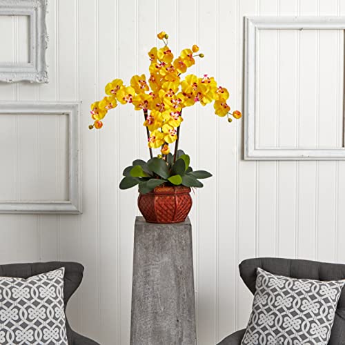 Silky Flower Store Artificial Phalaenopsis Silk Flower Arrangement, Decorative Vase, Oriental Style Home Décor, 10w x 6.25h 1 1 Product: Nearly Natural Phalaenopsis with Decorative Vase Silk Flower Arrangement